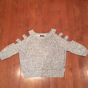 black and white cut out sweater